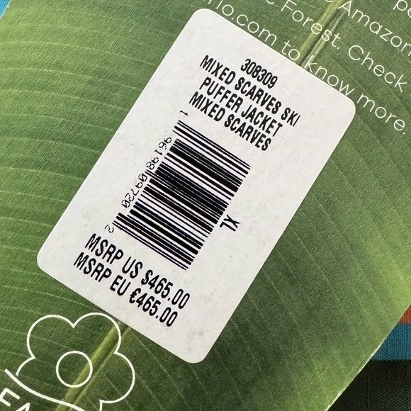 Farm Rio- NWT Multicolored Hooded Mix Scarves Printed Puffer Belted Ski Jacket - Picture 6 of 10